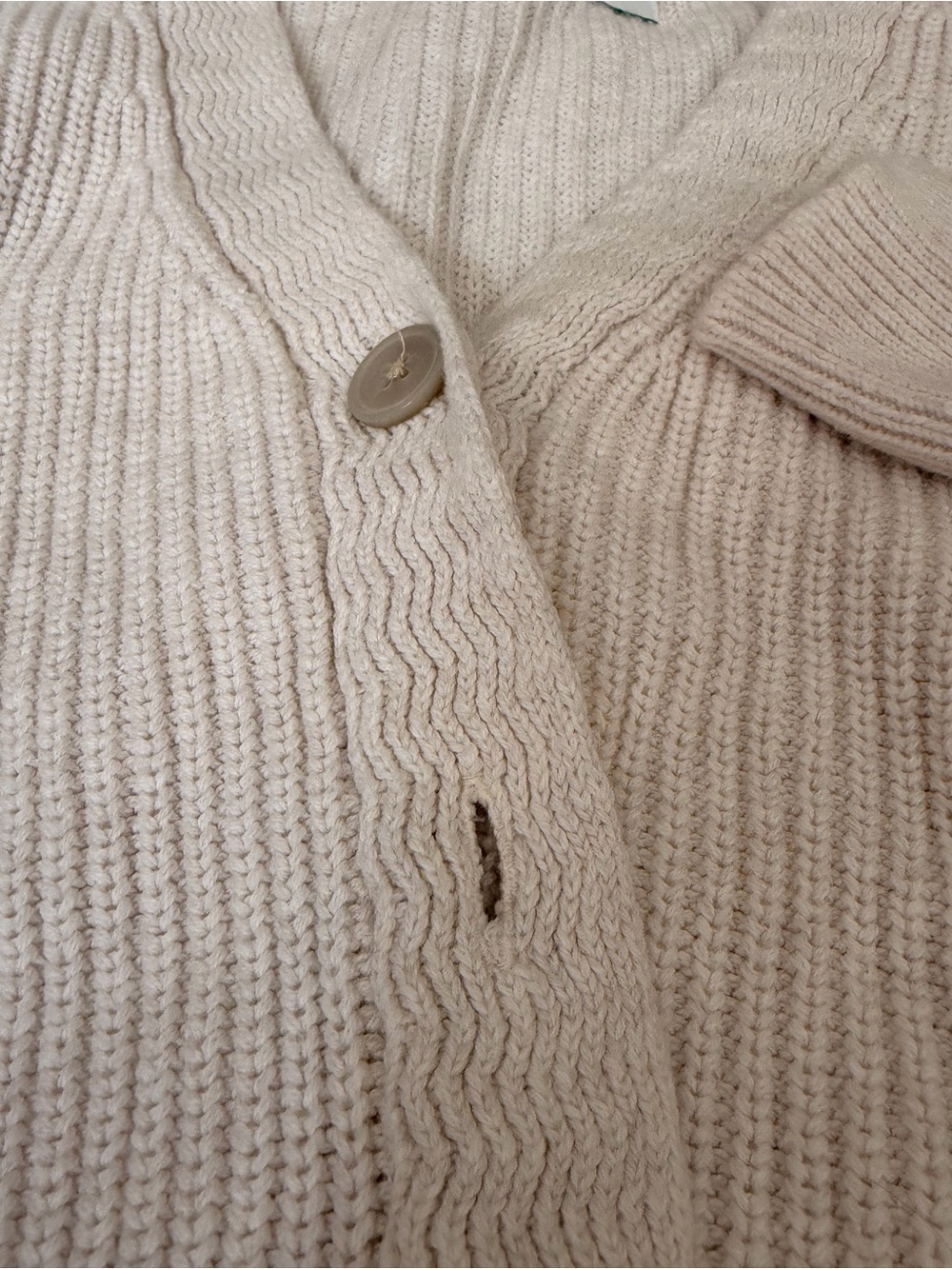 aerie Cropped V-Neck Button Cardigan - Cream - Picture 2 of 5